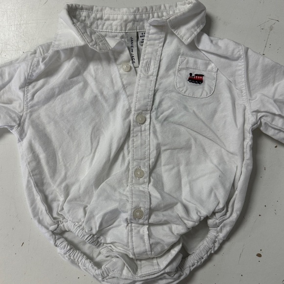 Janie and Jack Holiday Train Corduroy Overalls Oxford Dress Shirt Navy 0-3 - Picture 3 of 6